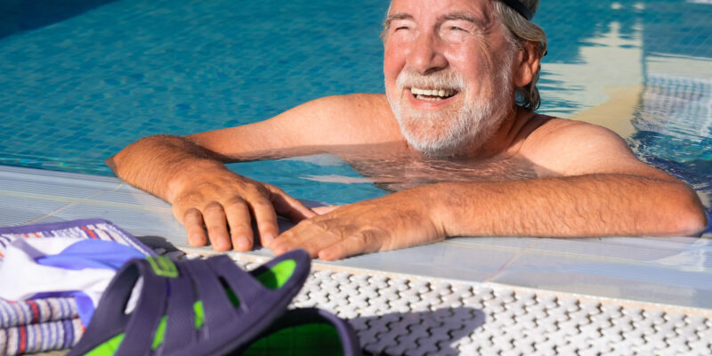 Pool exercises for seniors older man in pool