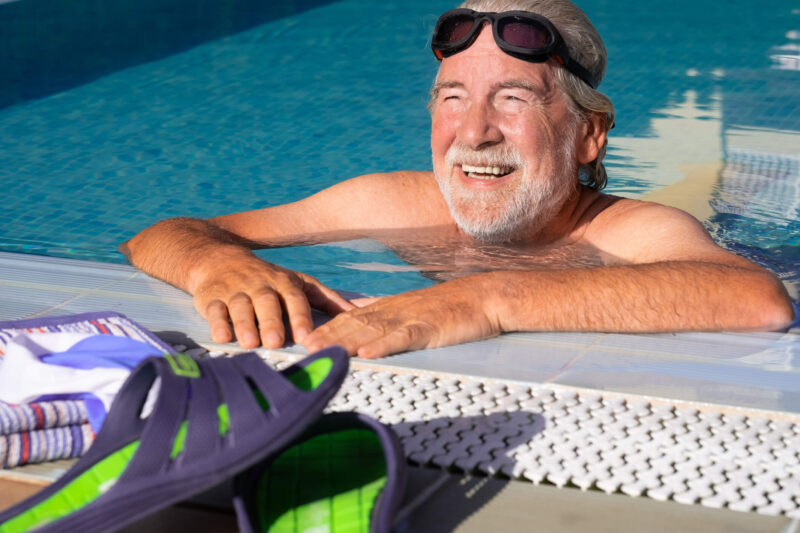 Pool exercises for seniors older man in pool